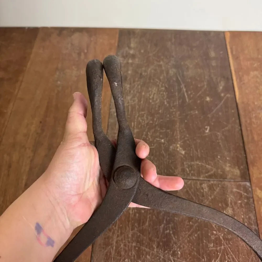 Antique‎ Ice Block Tongs Large Hand Forged Cast Iron Ice Hook Primitive Vintage